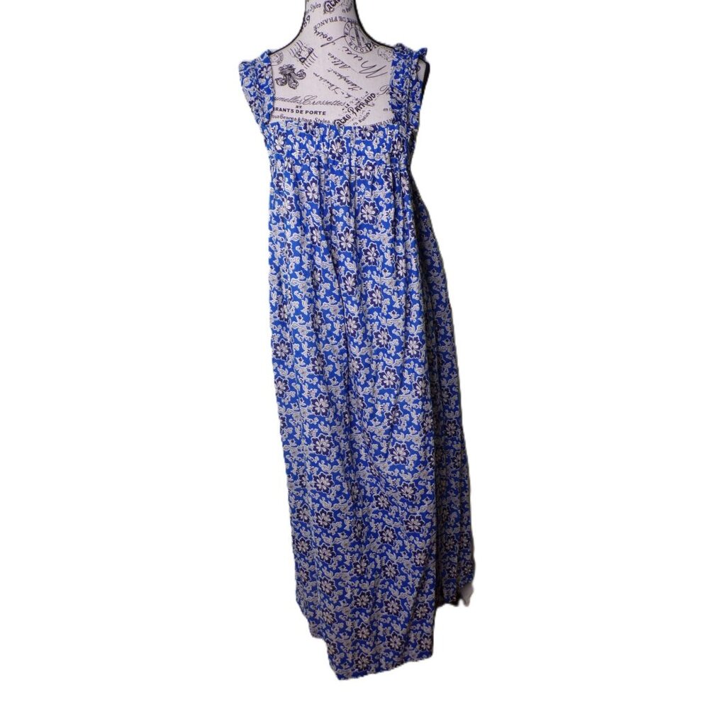 🆕J CREW Cotton Floral Shift Midi Dress Medium Blue - Picture 5 of 10